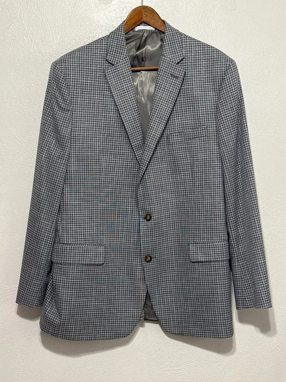 Ralph Lauren Black Label Blue Grey Plaid Sports Coat Blazer 46L